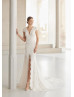 Beaded Exquisite Lace Dotted Tulle High Slit Sexy Wedding Dress